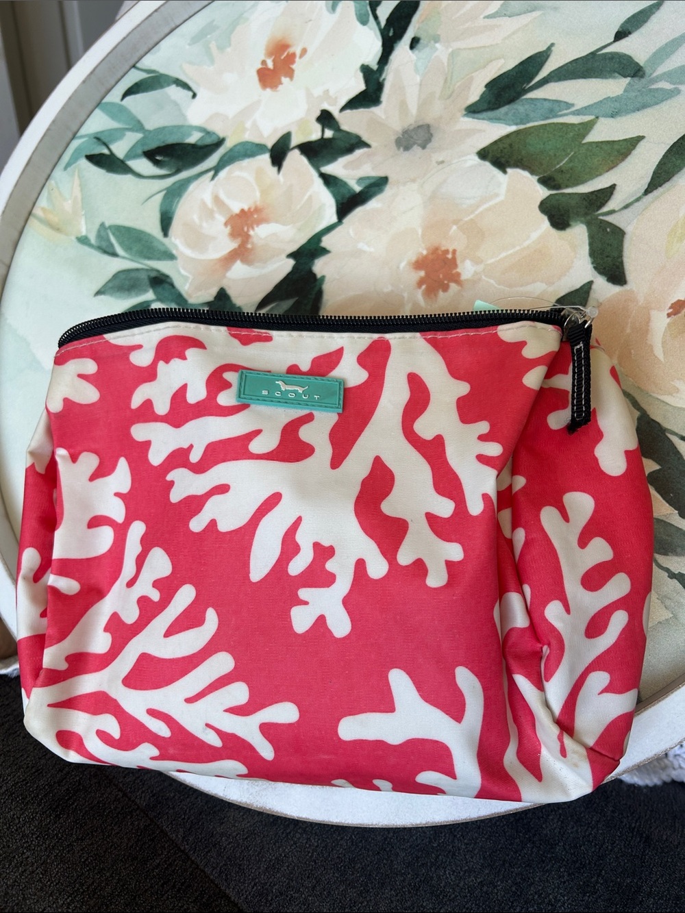 🪸 Scout Coral Reef Zip Cosmetics Pouch with Teal Logo